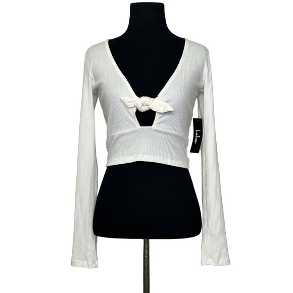 Lulus Tops - Lulus creamy white long sleeves ribbed crop top size XS